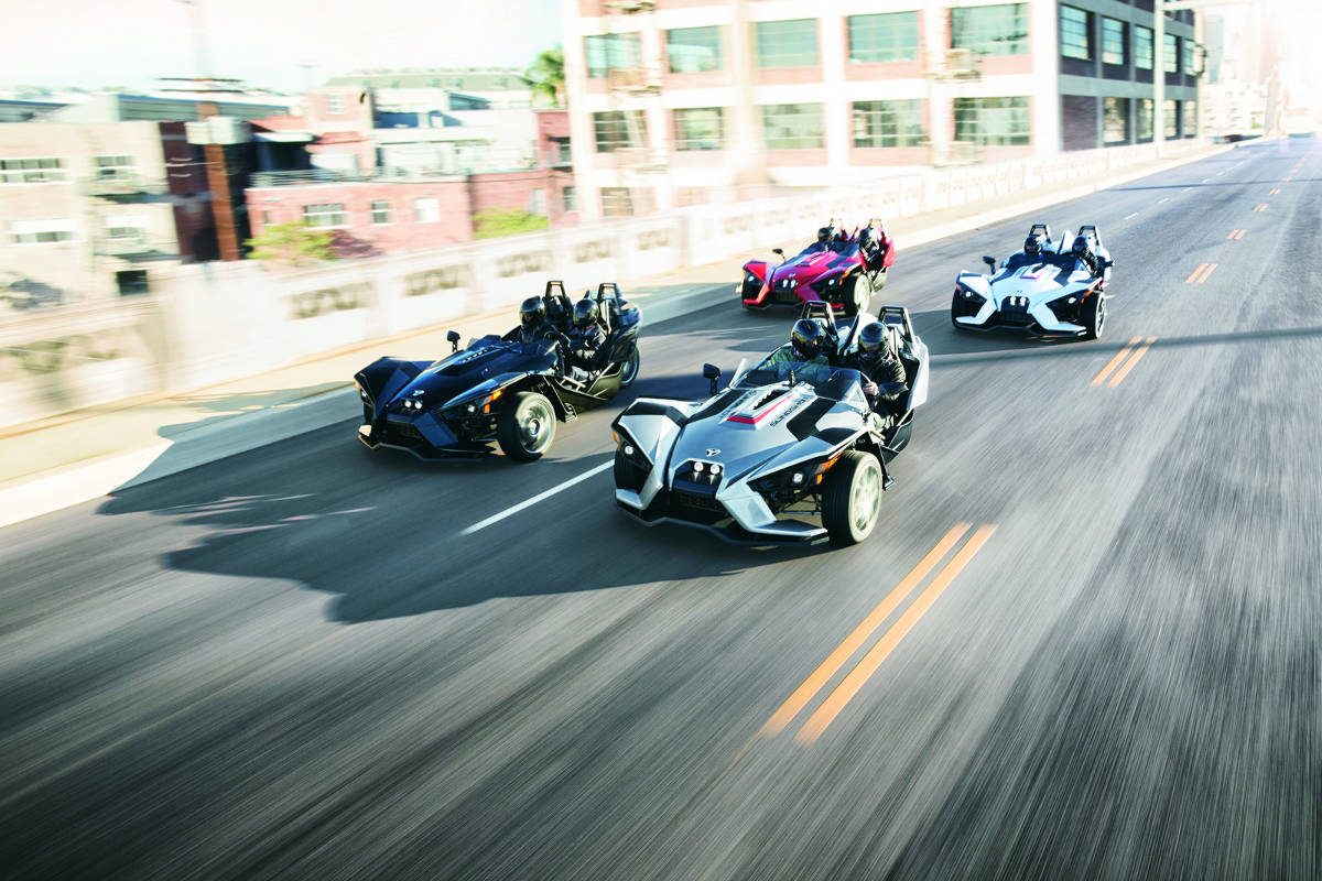 Polaris Slingshot driving in the street